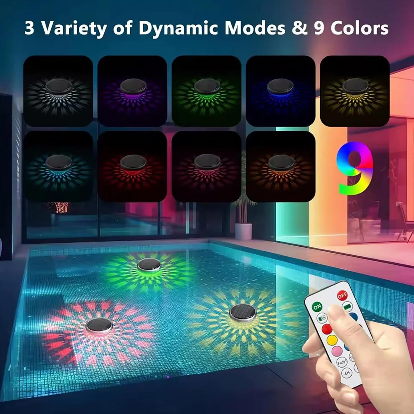 Lampada LED Galleggiante Piscina IP67 RGB Solare – Faretto Decorativo Impermeabile con Telecomando, 3 Modalità Dinamiche e Timer – Luci Multicolore per Giardino, Spa, Fontane, Vasche