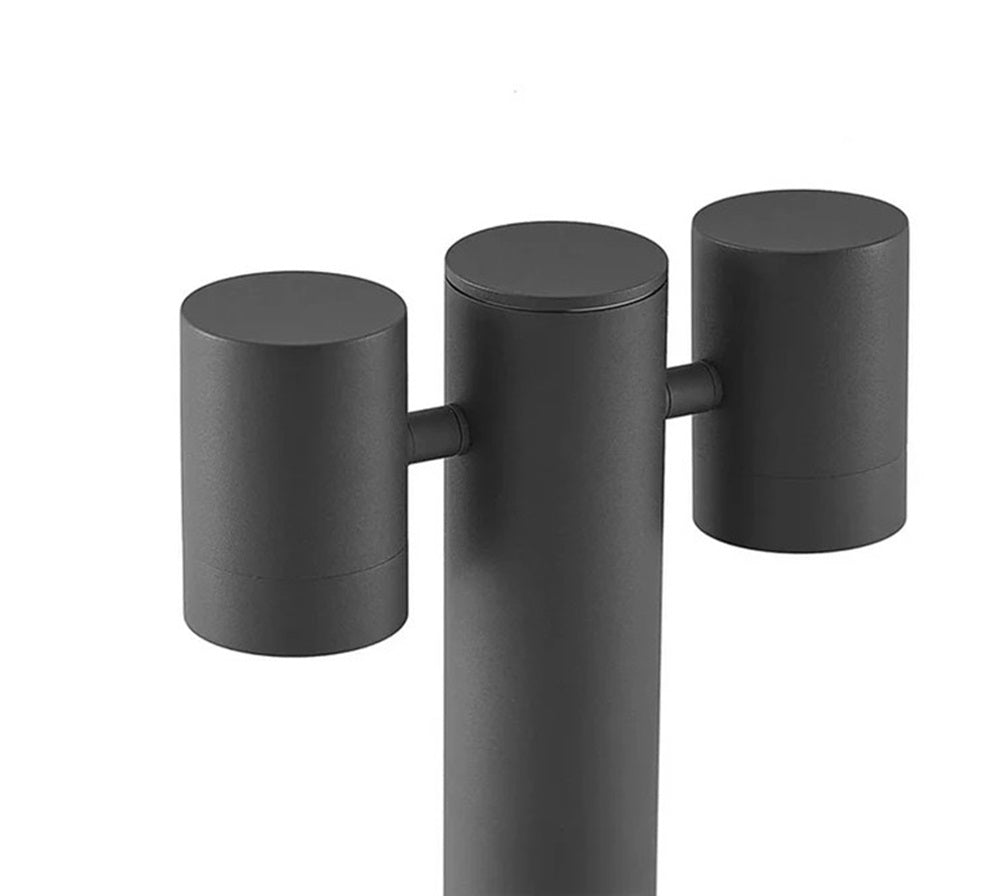 Lampioncino Lampione Paletto LED da giardino IP44 con doppio faretto orientabile, attacco GU10, 440mm, design moderno per vialetti e aiuole Grigio scuro