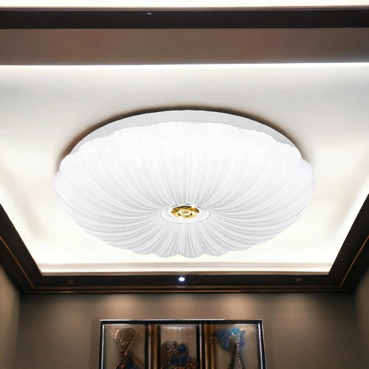 Plafoniera LED Soffitto 46W con Effetto Stellato, 3680 Lumen, 3 Tonalità di Luce (3000K/4000K/6500K), Bluetooth e Telecomando, Design Moderno in Alluminio e PVC, Ø48 cm