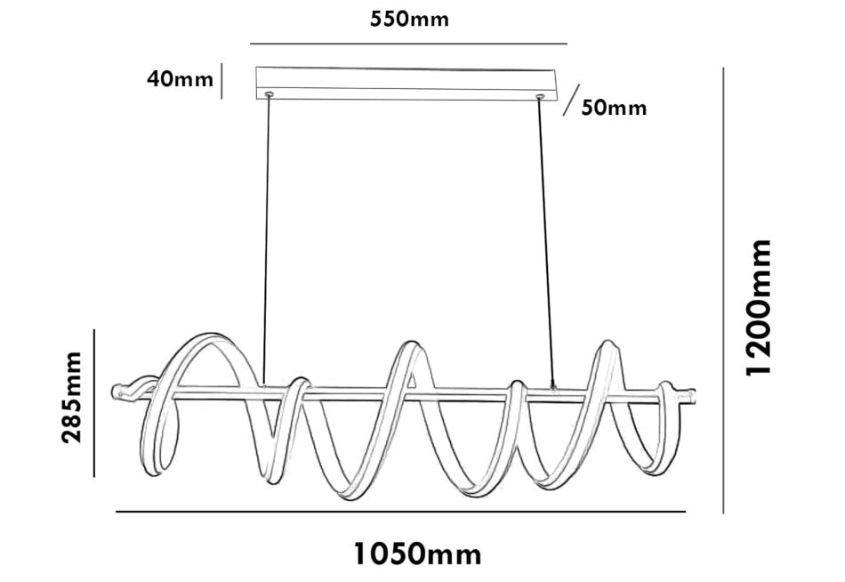 Lampadario LED Bianco a Sospensione Moderno a Spirale 60W 4800 Lumen – CCT Colore della luce selezionabile Calda, Fredda e Naturale – Fascio 300°