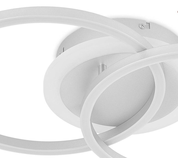 Plafoniera LED Moderna 42W 3360lm CCT Switch – Luce Calda 3000K, Naturale 4000K, Fredda 6500K – Design Doppio Cerchio Bianco in Alluminio e Acrilico per Interni 220V
