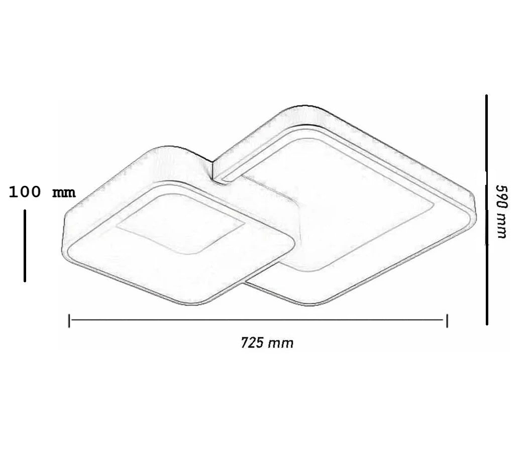 Plafoniera LED da Soffitto 58W 4640 Lumen – Design Moderno a Doppio Quadrato Nero – Luce Calda Naturale Fredda Selezionabile – Lampada LED Interni