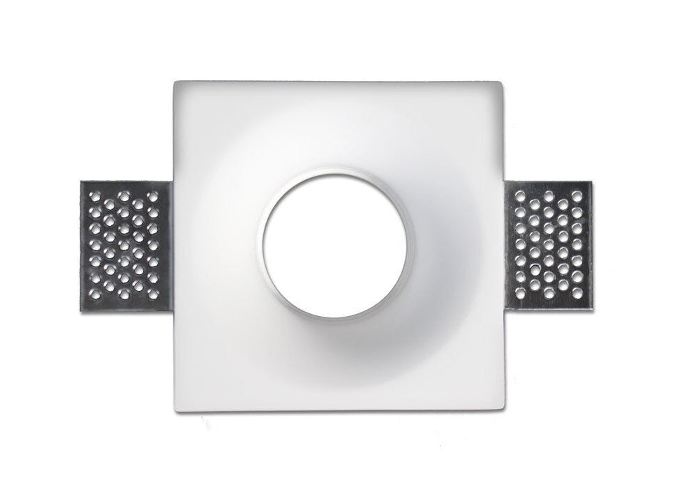 Portafaretto da incasso quadrato in gesso a scomparsa, compatibile con faretti GU10, senza vetro, foro incasso Ø105mm, design moderno per cartongesso