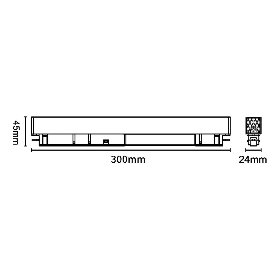 Lampada Griglia LED Magnetica per Binario 48V – 18W 1620 Lumen Luce Calda 3000K o Luce naturale 4000K – Faretto Lineare in Alluminio Nero 30cm – Illuminazione Interni Moderna IP20