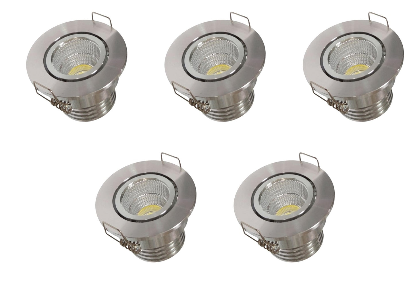 Kit 5 Faretti LED da Incasso 3W COB Orientabili 270 Lumen Foro 45mm Diametro 52mm Grigio satinato, Luce fredda 6500K, Luce calda 3000K, Luce naturale 4000K
