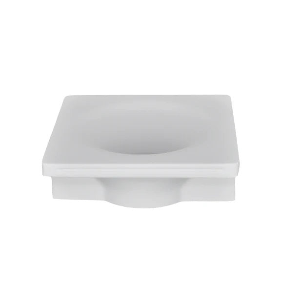 Portafaretto da incasso in gesso 120x120mm, foro 125x125mm, compatibile con faretti GU10, design a scomparsa