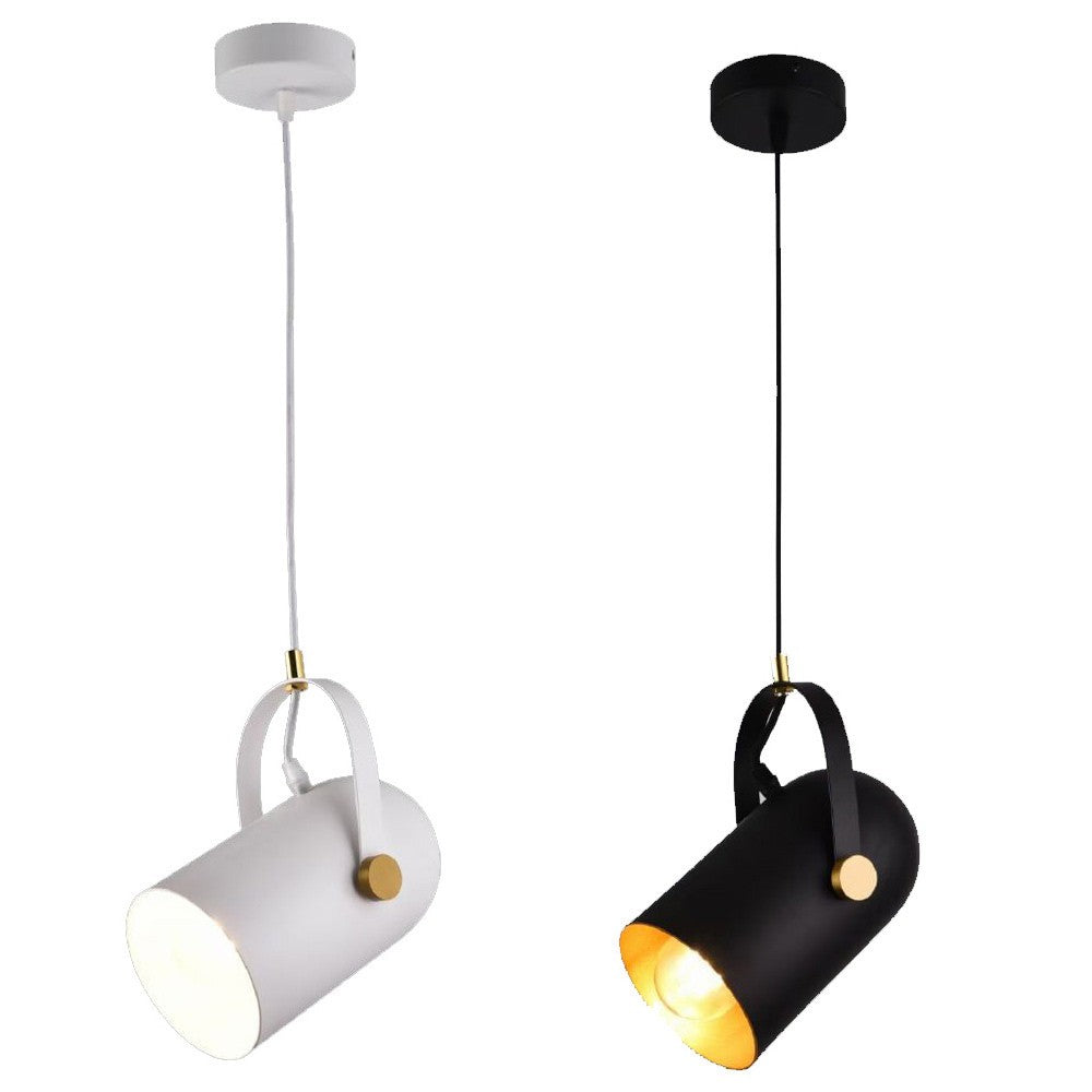Lampada a Sospensione Orientabile in Metallo – Design Moderno con Dettagli Dorati – Disponibile in Bianco o Nero