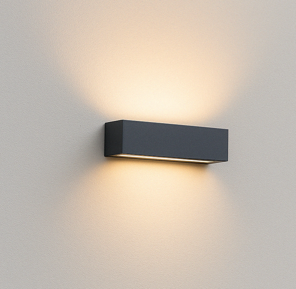 Applique grigio antracite a LED da Esterno IP65 Biemissione 14W con Selettore Colore, 1100 Lumen, Luce Calda Naturale Fredda, Alluminio, per Facciata