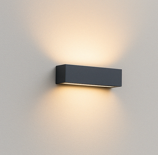 Applique grigio antracite a LED da Esterno IP65 Biemissione 14W con Selettore Colore, 1100 Lumen, Luce Calda Naturale Fredda, Alluminio, per Facciata
