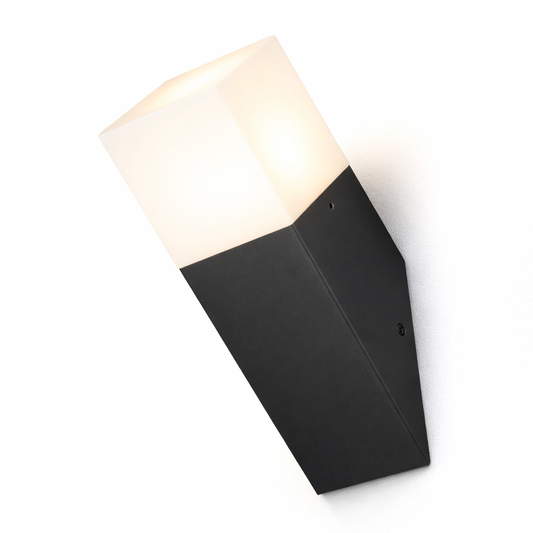 Applique da Esterno E27 Nero IP44 Lampada Parete Moderna Diffusore Opaco 12W Max Illuminazione Giardino Ingresso Facciata