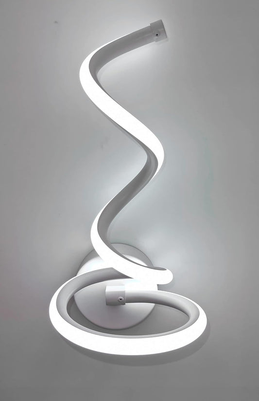 Applique LED da Parete Moderna 12W Bianco a Spirale – Luce Calda Naturale Fredda CCT – 960 Lumen – Design Curvo in Alluminio – Per Interni IP20