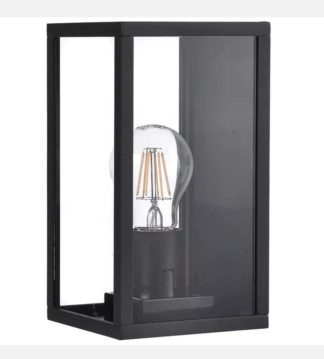 Applique lanterna Nera da Parete IP44 E27, Lampada Esterna in Alluminio, Illuminazione per Ingresso, Vialetti, Patii
