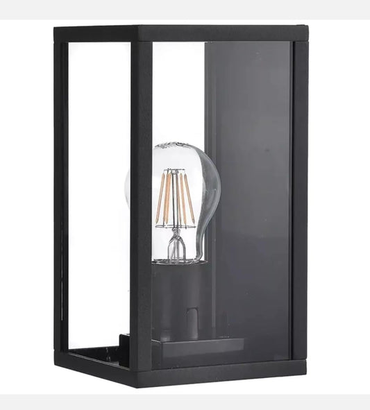 Applique lanterna Nera da Parete IP44 E27, Lampada Esterna in Alluminio, Illuminazione per Ingresso, Vialetti, Patii