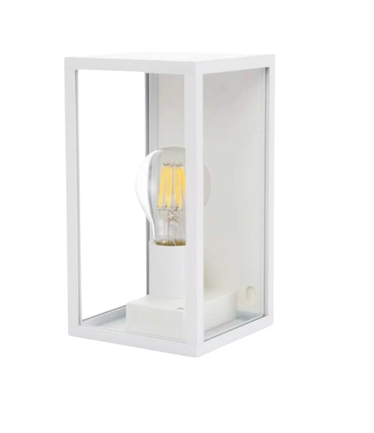 Applique lanterna Bianca da Parete IP44 E27, Lampada Esterna in Alluminio, Illuminazione per Ingresso, Vialetti, Patii