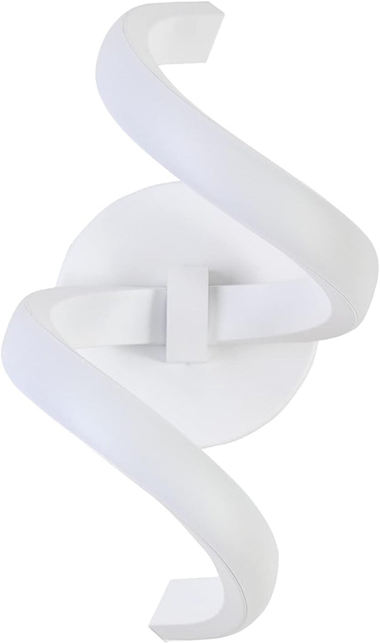 Applique LED da Parete 12W 960 Lumen, Selezione Colore Luce Calda/Naturale/Fredda, Design Curvo Bianco Moderno per Interni, 337x180x150mm, IP20