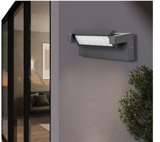 Applique Grigio antracite a LED da Esterno 21W IP65, Lampada a Parete Orientabile, 1800 Lumen, Alluminio e Vetro, CCT switch Luce calda, fredda, naturale