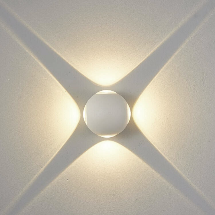 Applique LED da Parete 12W IP54, Design Moderno Rotondo, 4 Emissioni di Luce, 1200 lm, Bianco, Effetto Croce, Interni ed Esterni