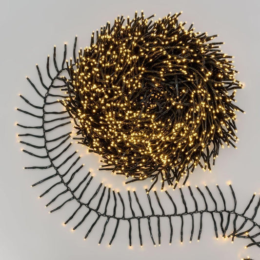 Catena Luminosa Natalizia Millepiedi Cluster Grappolo, Luci di Natale, 2000 LED, Luce Calda o Fredda , uso Interno ed Esterno, Timer, 8 Giochi di Luce, Cavo Verde, 40 metri