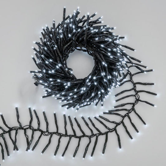 Catena Luminosa Natalizia Millepiedi Cluster Grappolo, Luci di Natale, 2000 LED, Luce Calda o Fredda , uso Interno ed Esterno, Timer, 8 Giochi di Luce, Cavo Verde, 40 metri