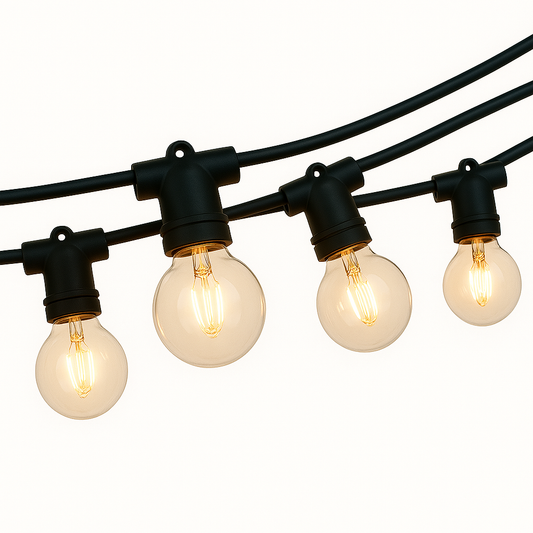 Catenaria di Luci da Esterno 10m, IP65, Luce calda, Attacco E12, 10 Portalampade con lampadine Prolungabile