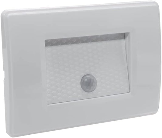 Faretto Segnapasso LED da Incasso per Scatola 503 con Sensore di Movimento e Crepuscolare – 1,3W – 25 Lumen – Luce Calda, Naturale o Fredda – IP20 – Uso Interno – Placchetta Bianca
