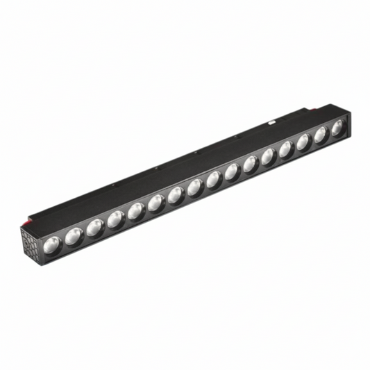 Lampada Griglia LED Magnetica per Binario 48V – 18W 1620 Lumen Luce Calda 3000K o Luce naturale 4000K – Faretto Lineare in Alluminio Nero 30cm – Illuminazione Interni Moderna IP20