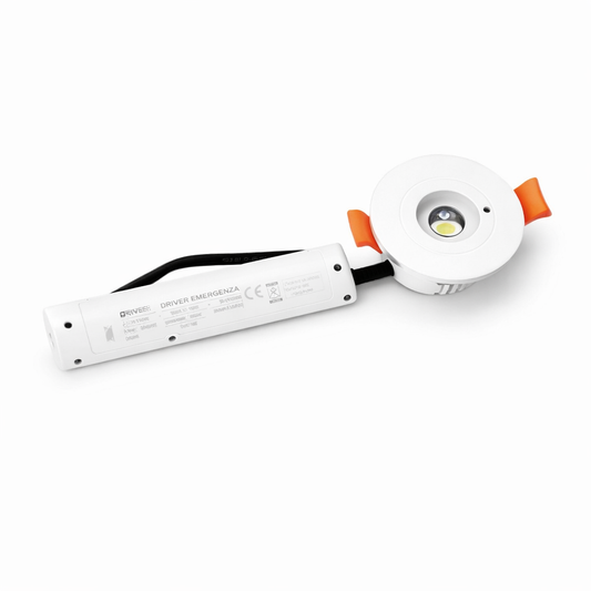 Faretto LED Emergenza da Incasso 3W 400LM COB 6500K Luce Fredda, Batteria 1800mAh, Autonomia 3 Ore, Driver Emergenza Integrato, Lampada Soffitto per Corridoi Scale Uffici