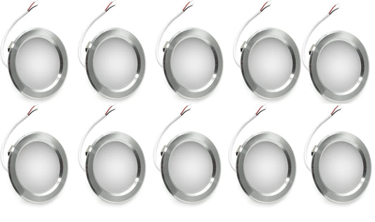 Kit 10 Faretti grigi LED Rotondo Ultra Slim 3W da Incasso 240lm Luce fredda 6500K Alluminio, Argento, Luce fredda-calda-naturale