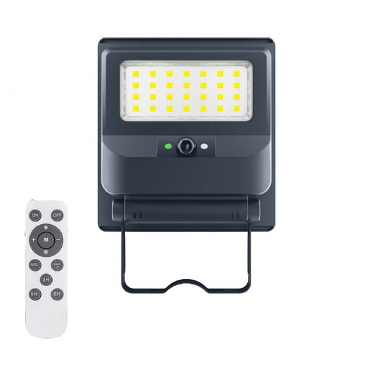 Faro con Pannello Solare da Esterno 50W con Sensore Crepuscolare e di Movimento, LED 500 Lumen IP65 con Telecomando, Luce Fredda 6500K, per Giardino, Parete, Cortile