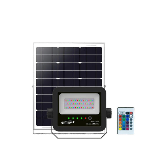 Faretto LED Solare RGB 40W da Esterno IP65 con Telecomando, Luce Multicolore 150 Lumen, Illuminazione Giardino e Facciate