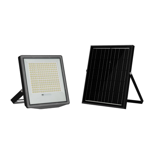 Faretto Con Pannello Solare Faro da Esterno IP66, CCT Luce Calda Naturale Fredda Selezionabile con Telecomando