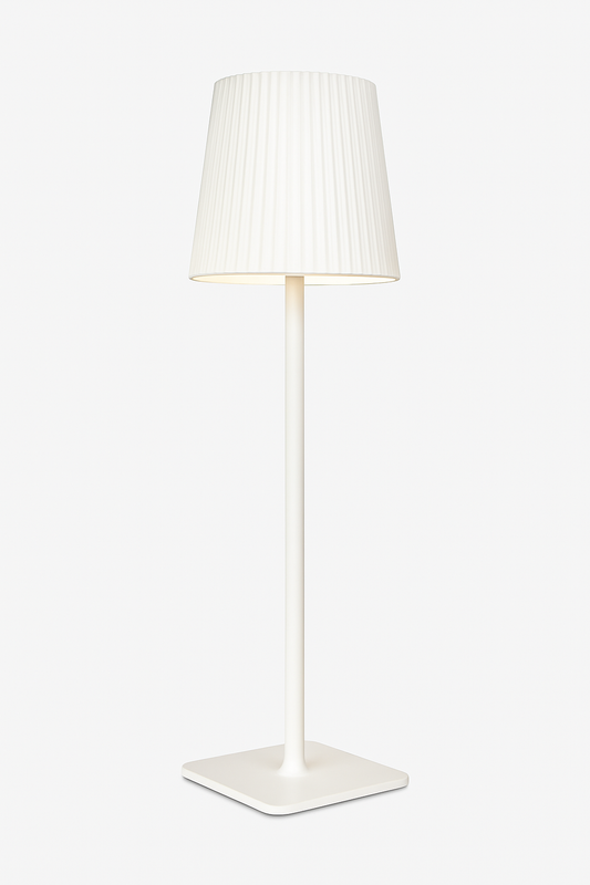 Lampada da tavolo LED bianca 5W ricaricabile con pannello solare e cavo USB, 40 cm, luce calda/fredda/naturale, sensore crepuscolare, batteria 2000mAh