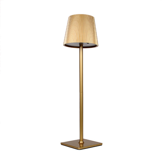 Lampada da tavolo LED dorata 5W ricaricabile con pannello solare e cavo USB, 40 cm, luce calda/fredda/naturale, sensore crepuscolare, batteria 2000mAh