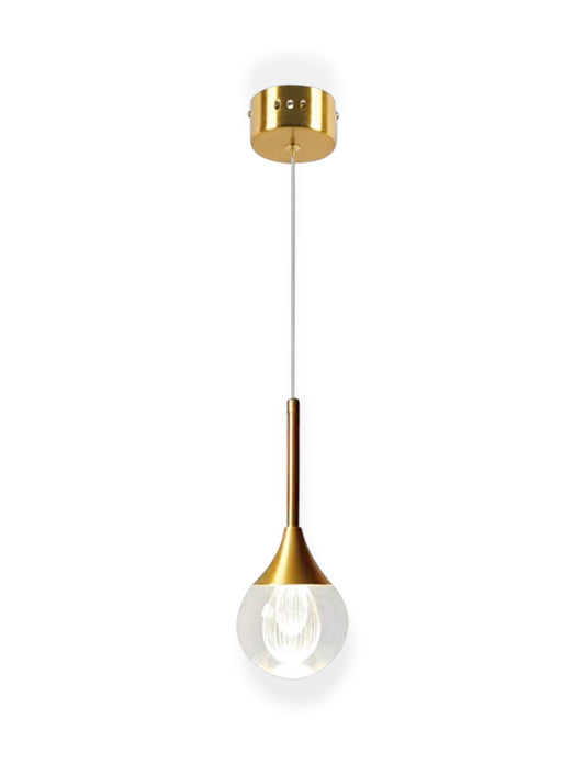 Lampada a Sospensione LED 5W Oro – Luce Calda 3000K o Fredda 6500K, Ø93mm, in Alluminio e Acrilico