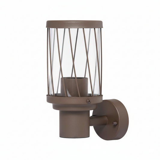 Applique da Esterno a Parete con Attacco E27 IP54 – Lanterna Marrone in Alluminio – Lampada da Parete per Giardino, Ingresso, Balcone, Terrazzo - Lampadine non incluse
