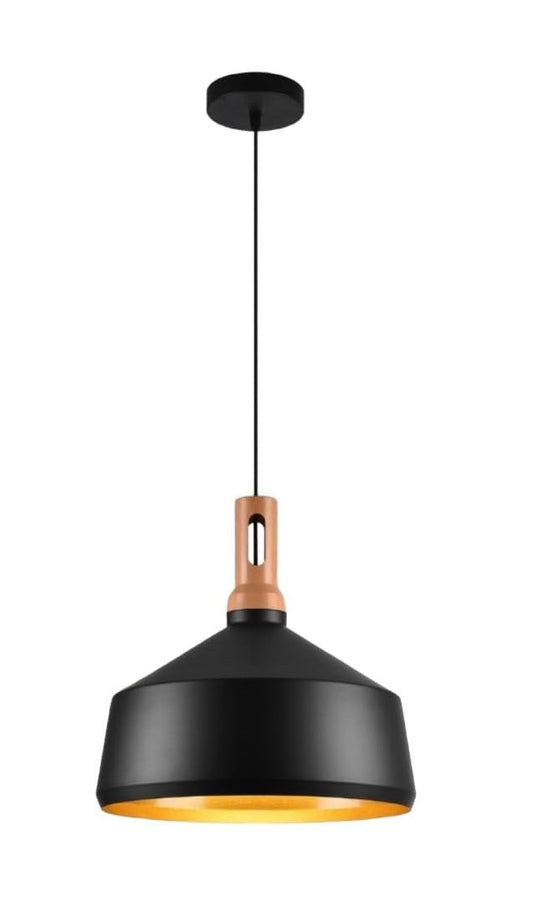 Lampadario da soffitto a sospensione con attacco E27 (lampadina non inclusa) moderno stile industriale nordino Nero e Oro 35x22 cm