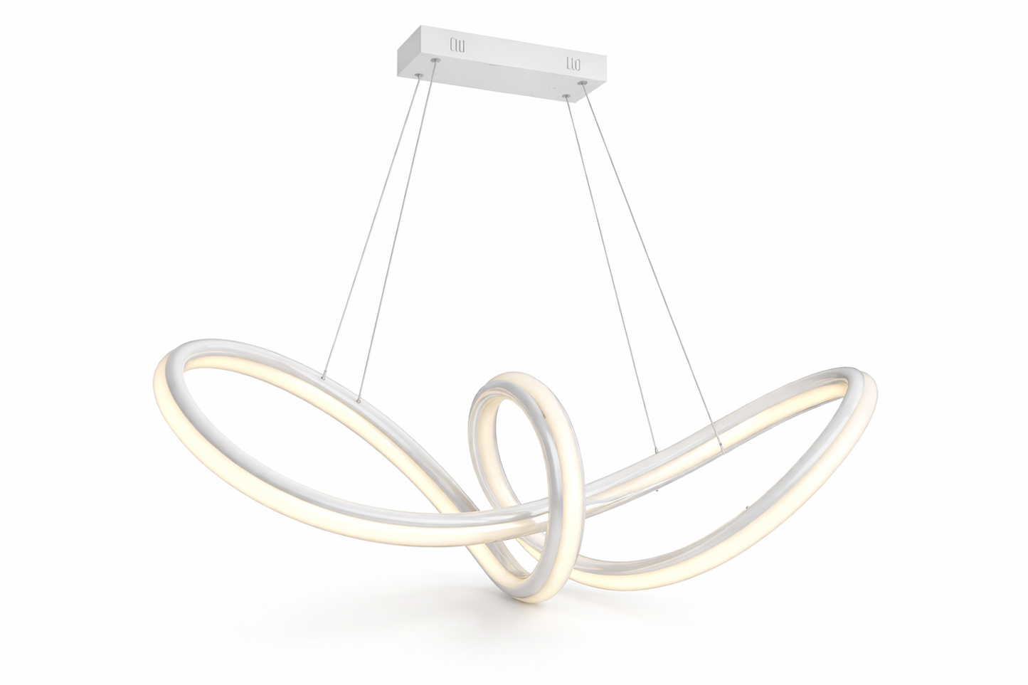Lampadario LED a Sospensione Moderno 60W 4800 Lumen CCT 3 Colori Luce Calda Fredda e Naturale, Design Intrecciato in Alluminio e PVC, per Soggiorno Cucina Sala da Pranzo Bianco