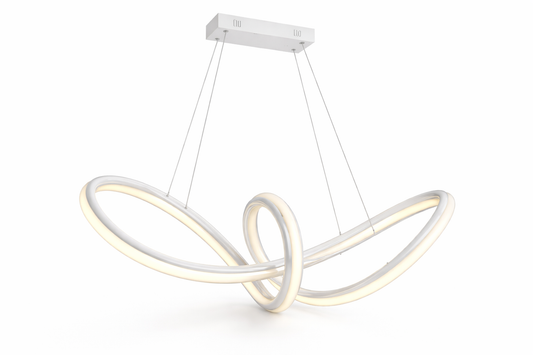 Lampadario LED a Sospensione Moderno 60W 4800 Lumen CCT 3 Colori Luce Calda Fredda e Naturale, Design Intrecciato in Alluminio e PVC, per Soggiorno Cucina Sala da Pranzo Bianco