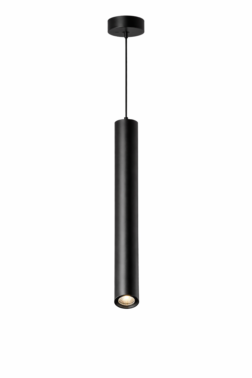 Lampada a Sospensione LED Cilindrica 3W 300lm CCT Switch Luce calda, fredda, naturale, Lampadario Tubo Nero in Alluminio con Fascio 30°, Lampada Spot per Isola Cucina Tavolo Bancone