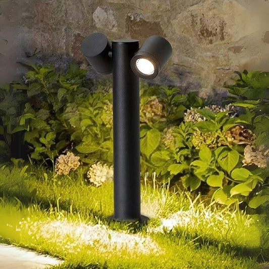 Lampioncino Lampione Paletto LED da giardino IP44 con doppio faretto orientabile, attacco GU10, 440mm, design moderno per vialetti e aiuole Grigio scuro