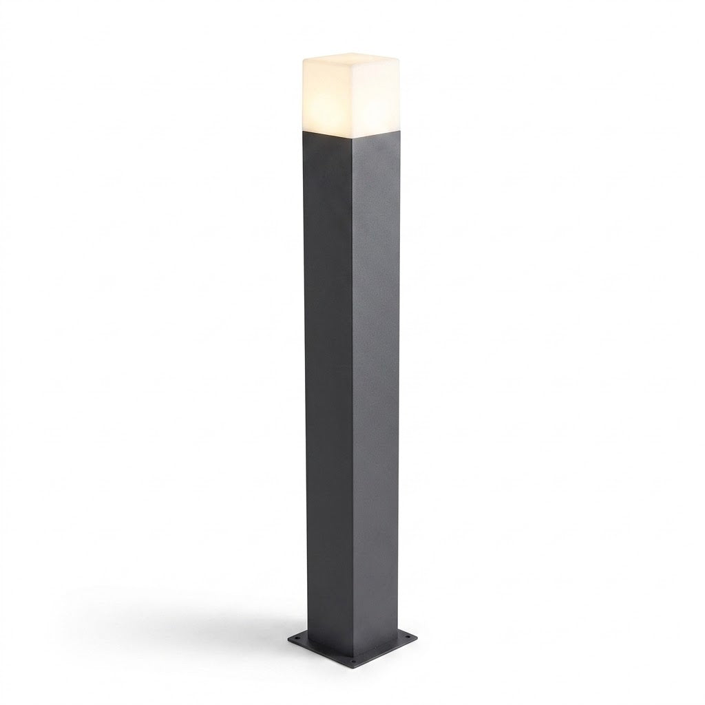 Lampioncino da Giardino E27 Nero 74 cm Paletto Luce Esterno Moderno per Vialetti e Ingressi Attacco E27 Alluminio Diffusore Opaco IP44