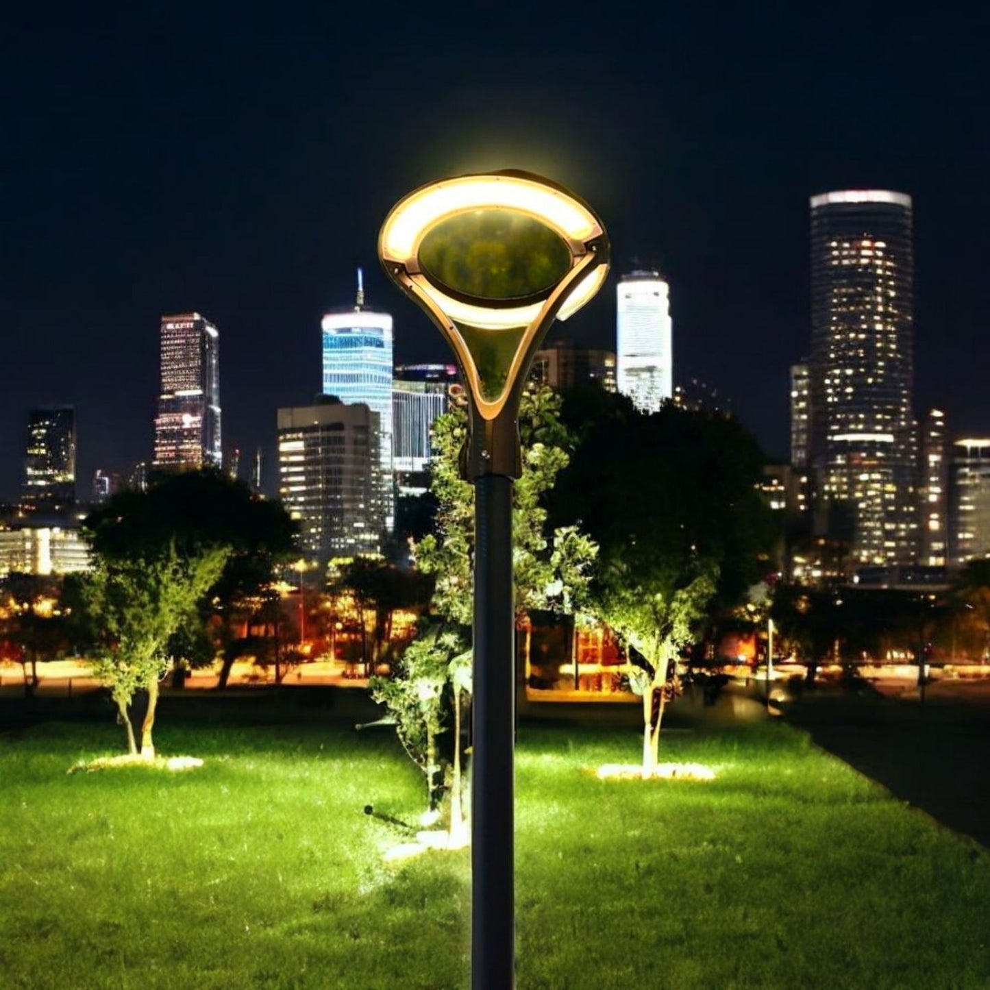 Lampione stradale a LED 100W IP65 per Esterno, 9300 Lumen, Design Circolare, cerchio Luminoso