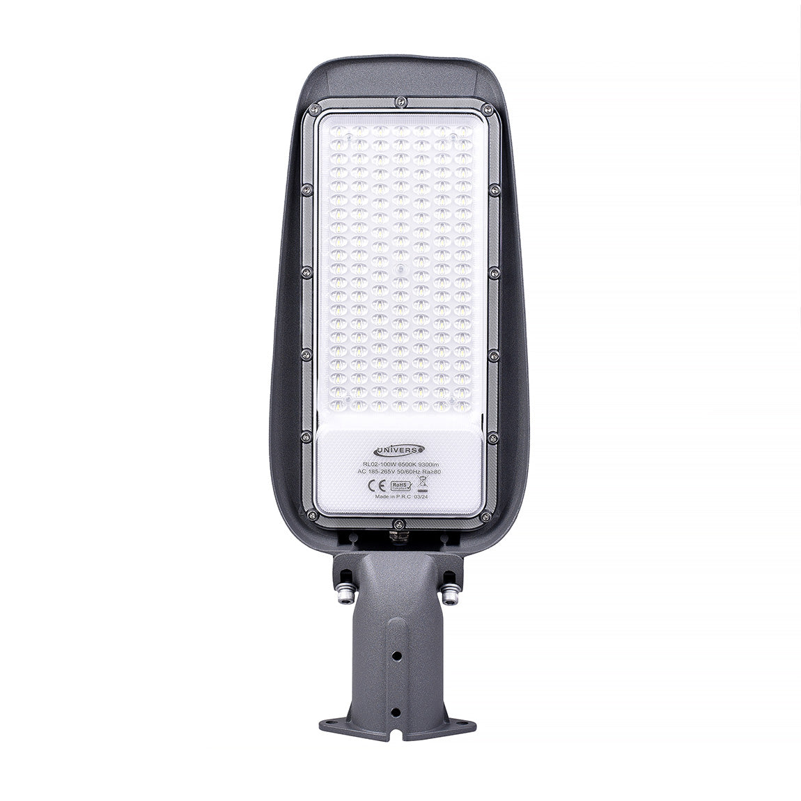 Lampione Stradale LED 100w, 220V, 9000 Lumen, Luce fredda 6500K, Impermeabile IP65, Alluminio grigio, Inclinazione Regolabile