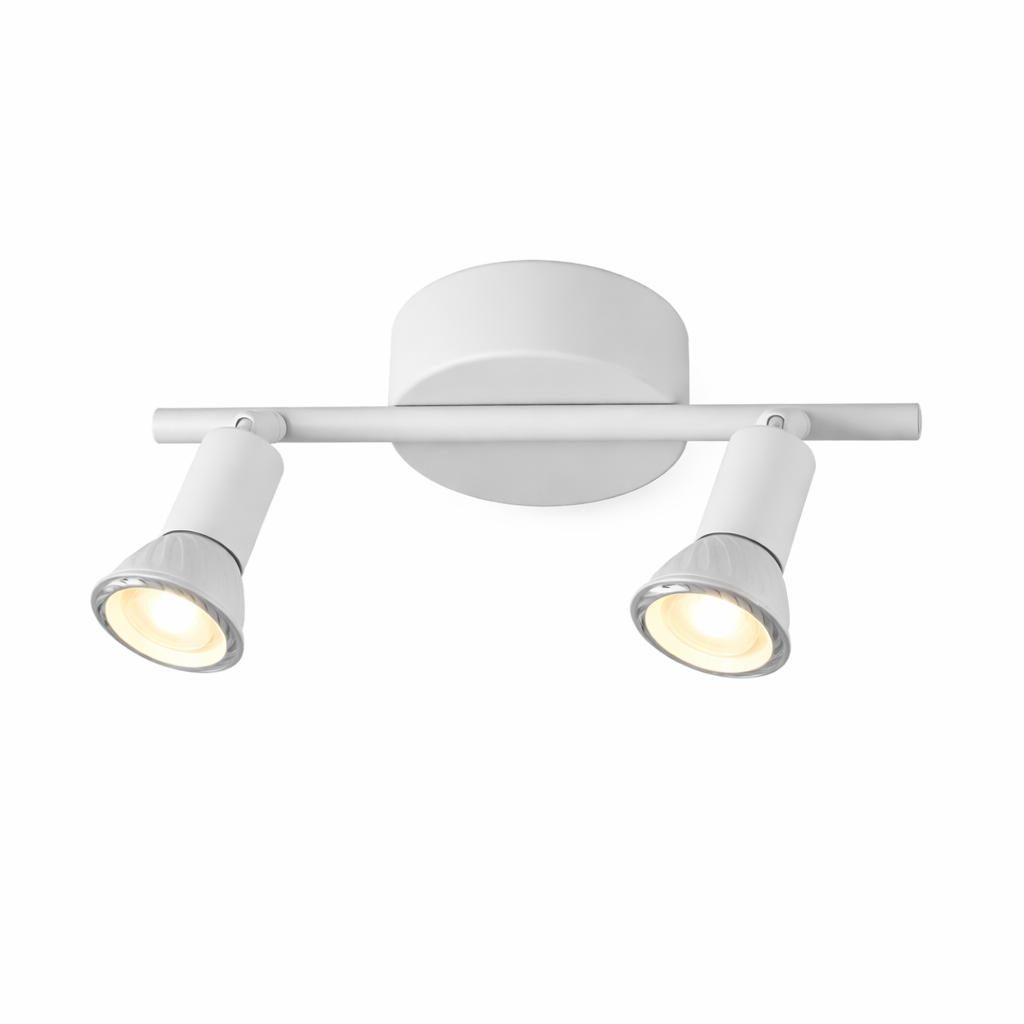 Faretto Soffitto 2 Luci GU10 Orientabili in Metallo, Plafoniera Spot Direzionabili, Lampada da Soffitto Moderna per Corridoio Cucina Soggiorno, Bianco, Lampadine Non Incluse