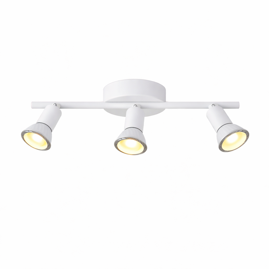 Faretto Soffitto 3 Luci GU10 Orientabili in Metallo, Plafoniera Spot Direzionabili, Lampada da Soffitto Moderna per Corridoio Cucina Soggiorno, Bianco, Lampadine Non Incluse