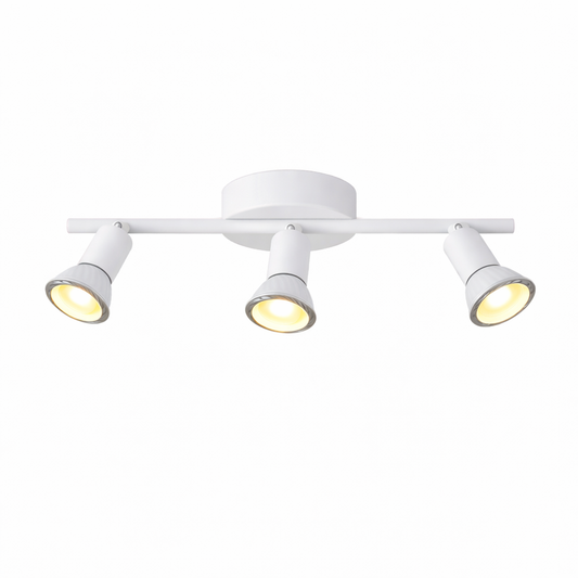 Faretto Soffitto 3 Luci GU10 Orientabili in Metallo, Plafoniera Spot Direzionabili, Lampada da Soffitto Moderna per Corridoio Cucina Soggiorno, Bianco, Lampadine Non Incluse