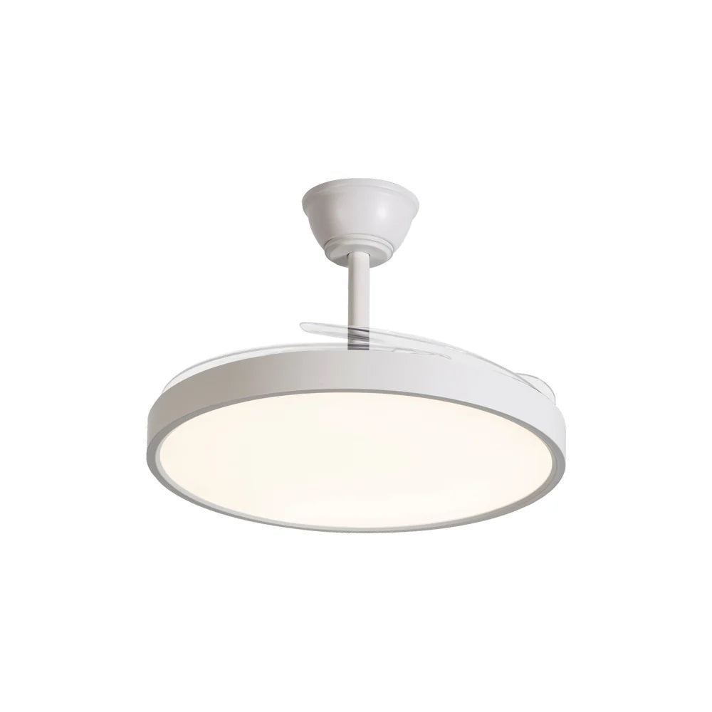 Ventilatore da soffitto con lampada LED integrata 40W dimmerabile con telecomando, pale retrattili invisibili, 6 velocità, funzione estate/inverno, luce calda, naturale, fredda, design moderno