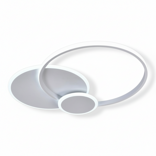 Plafoniera LED Moderna 37W 2960lm CCT Switch 3000K 4000K 6500K – Design a Doppio Cerchio Bianco per Soffitto Interni