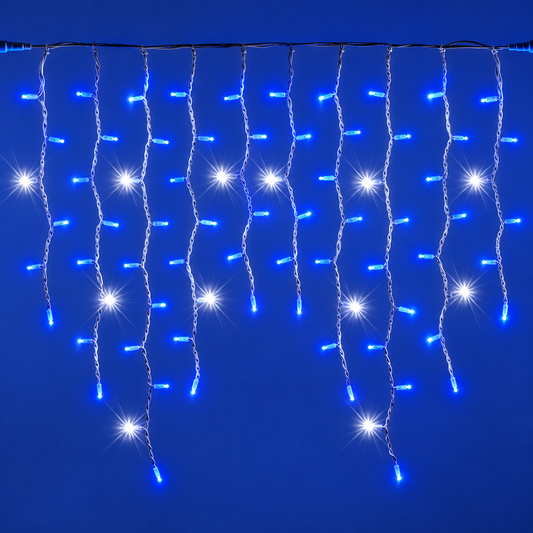Tenda Luminosa Natalizia 6 Metri 256 LED Blu con Flash Bianco IP44