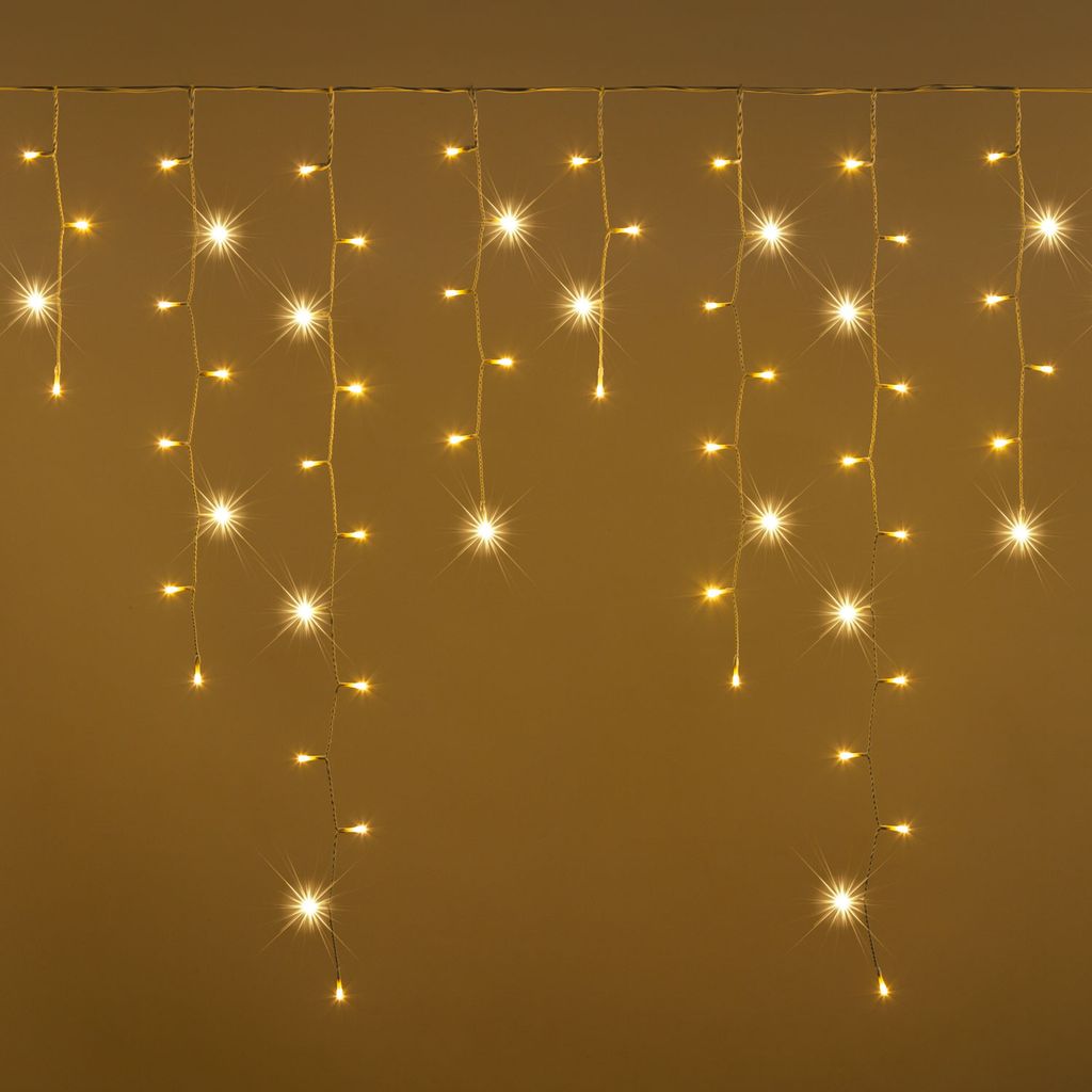 Tenda Luminosa Natalizia professionale 3 metri Stalattiti con 92 LED con Flash per Interno ed Esterno IP67 prolungabile Luce calda  - Luce fredda